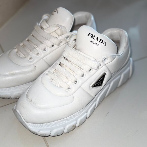 Prada Milano Chunky Sole Sneakers – White Leather – Size 40.5 (US 10) - Picture 2 of 6